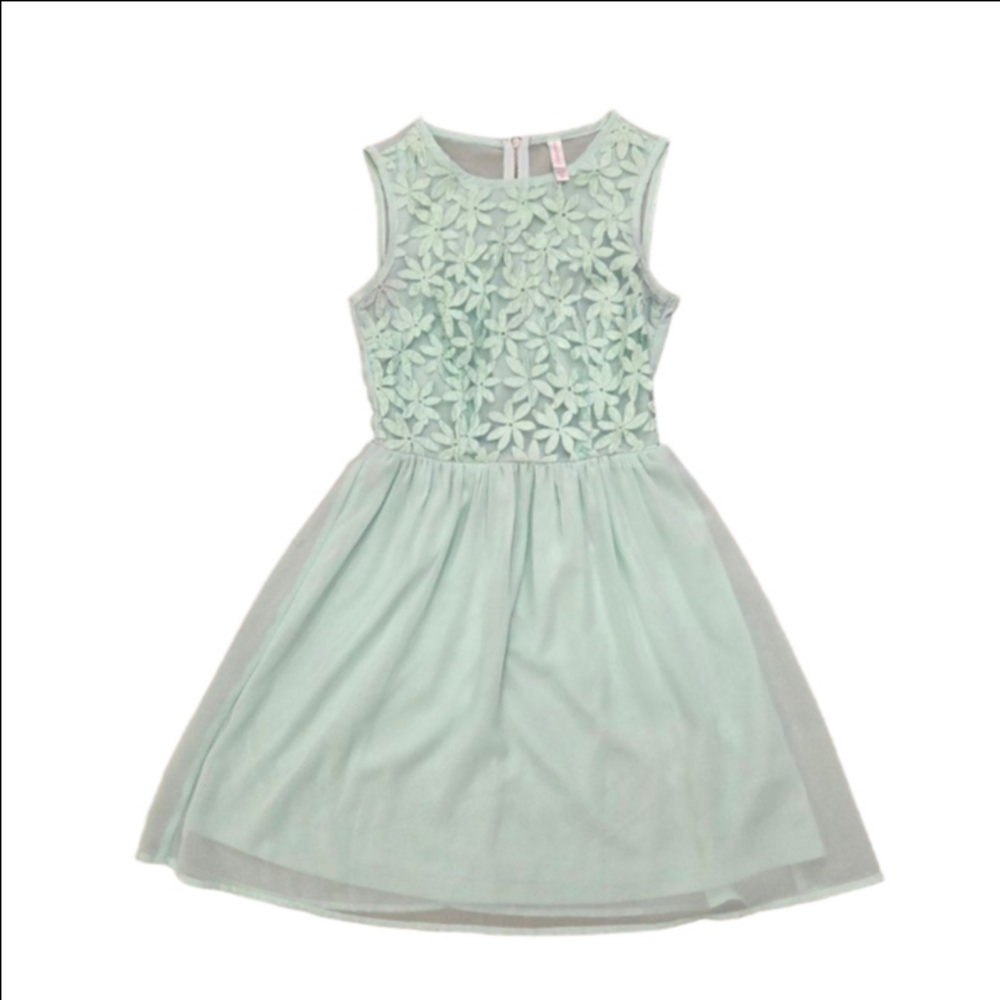 Xhilaration Mint Green Floral Lace Sleeveless Dress XS